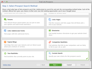 backlink prospecting custom search