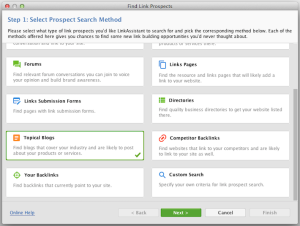 backlink prospecting topical blogs